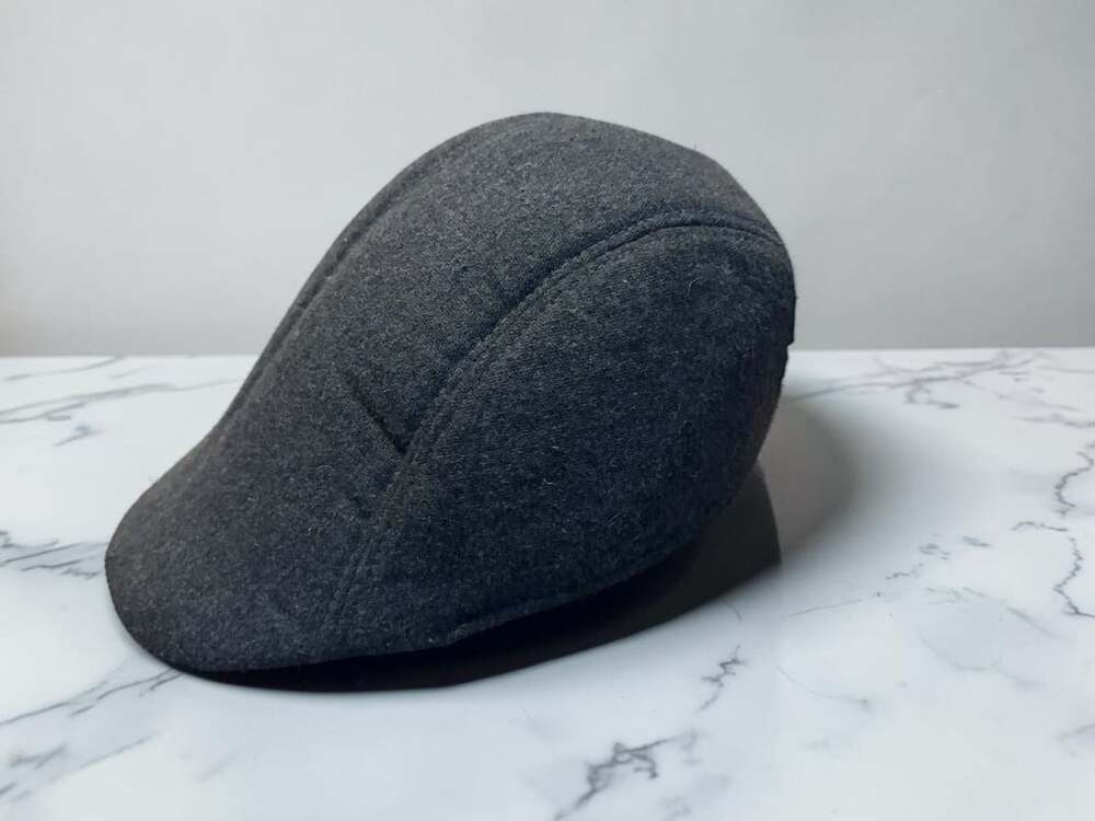 Unbranded Newsboy Flat Cap Size Large 58 Dark Grey Cotton Blend Cabbie Hat